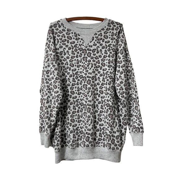 American Eagle Womens Gray Leopard Print Jegging Fit Sweater Size Small - Picture 1 of 5